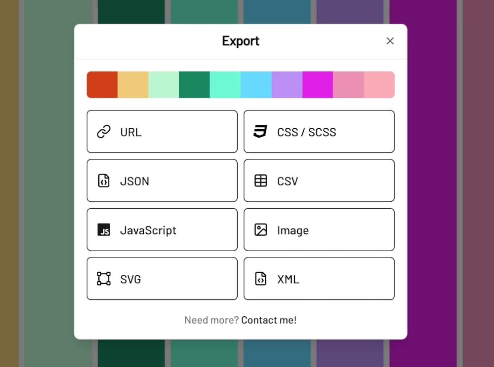 Export your colors in various formats